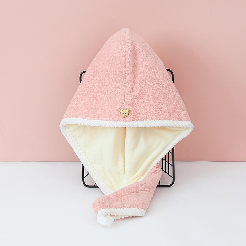 Super Soft Double-Layer Coral Fleece Hair Drying Cap & Headband