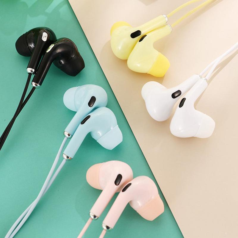 Macaron Color In-Ear Headphones 3.5Mm Computer Mobile Phone Music Call Headphones Simple Bass Game Headphones With Microphone
