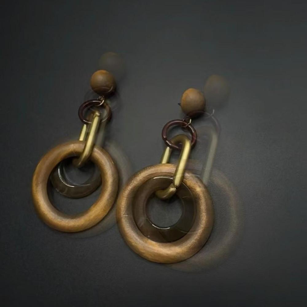 Exaggerated Personalized Earrings, Geometric Round Retro Contrasting Color Large Circle Earrings for Women
