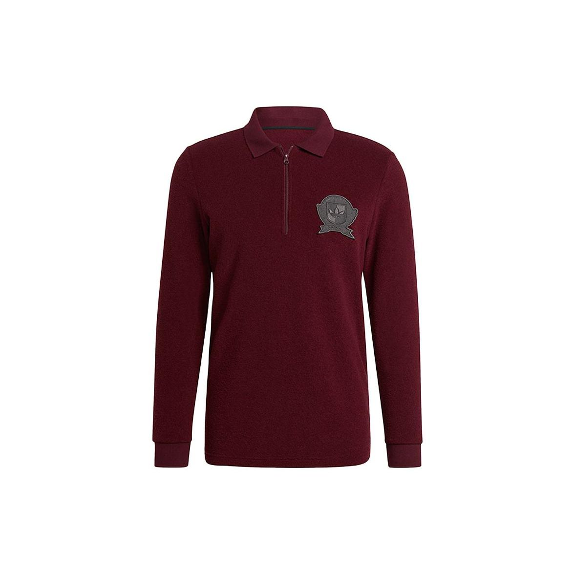 

Adidas Originals Trefoil Logo Embroidered Polo Shirt With Half Zip Men Tops Burgundy H32145 L