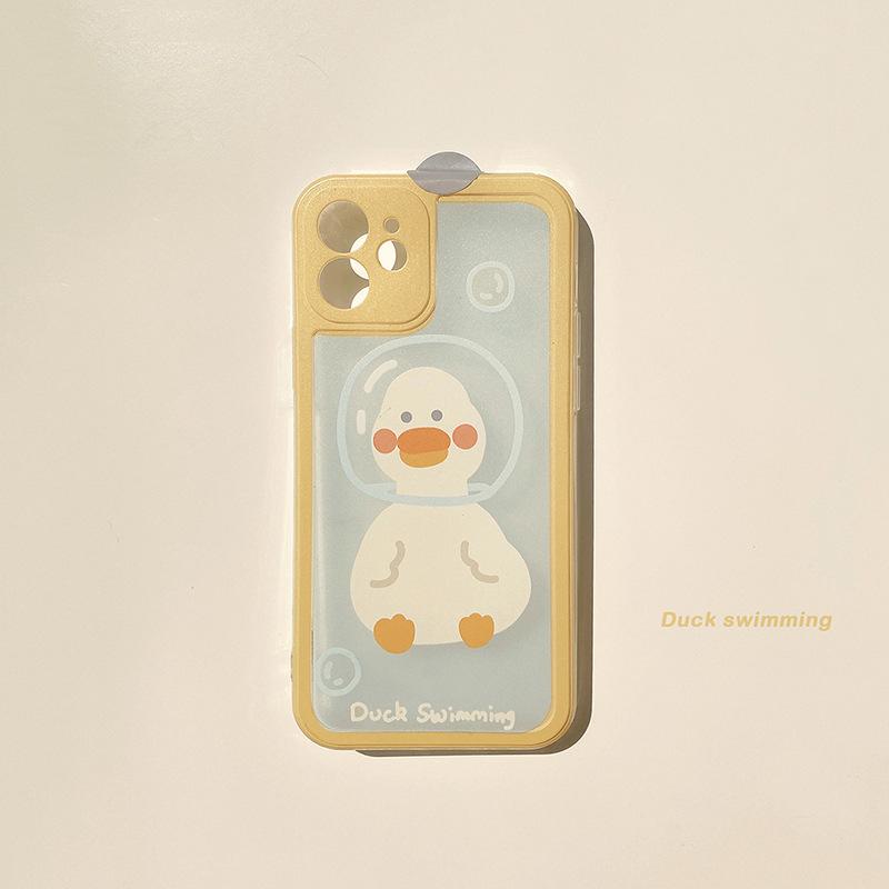Cute Cartoon Duck IPhone 16 ProMAX Mobile Phone Case 13 Apple 14 Suitable for 12 All Inclusive 15 Transparent 11 Soft Cover