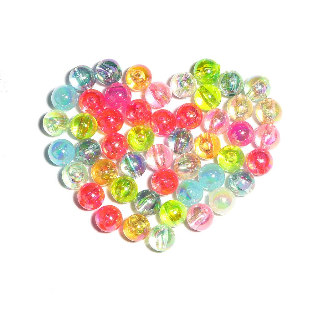 7.5mm Electroplated AB Acrylic Round Beads for DIY Jewelry Making