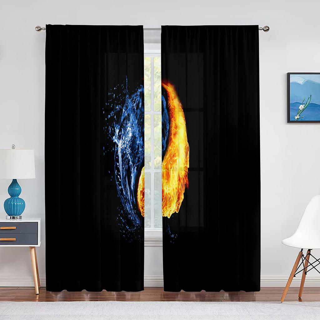 Yin Yang Trippy Psychedelic Art Tulle Voile Curtains for Bedroom Window Decor Living Room Sheer Curtains Blinds Organza Drapes