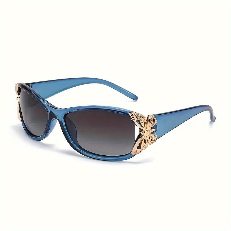 Y2K Butterfly Decorative Fashion Sunglasses, Women'S Retro Surrounding Sunshade Driving Beach Party Composite Frame Sports Style