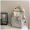 Fresh, Sweet and Cute Two-dimensional Plaid Backpack for Junior High School Students, Contrasting Colors, Large-capacity Backpack.