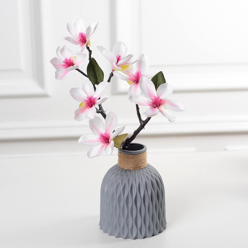 Nordic Flower Plastic Vase White Imitation Ceramic Flower Pot Water Ripples Vase Home Basket Decor for Flower Decoration