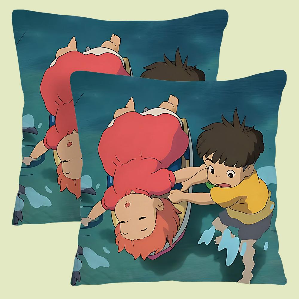 Cute Cartoon Ponyo Pillow Covers Cartoon Sofa Decorative Home Double-Sided Printing Short Plush Cute Cushion Cover