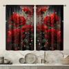2 Pack Sparkling Red Rose Print Curtains   Flat Print Design   Polyester Fabric   Living Room Bedroom Window Decor   Suitable for El