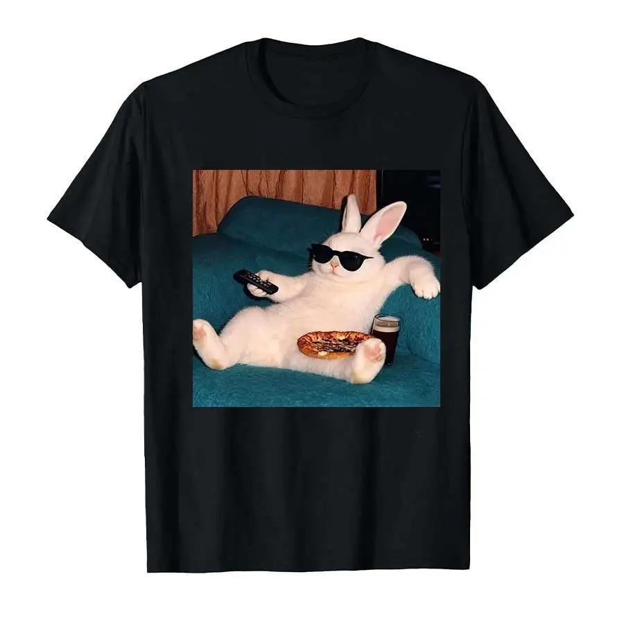 2026 Faules Kaninchen Meme Kaninchen T-Shirt Herren Damen Harajuku Hiphop Streetwear T-Shirts Oberteile Hip Hop Streetwear Übergroßes T-Shirt