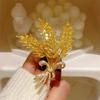 Elegant Gold Wheat Ear Brooch - Women's Versatile Bouquet Pin for Suits and Coats