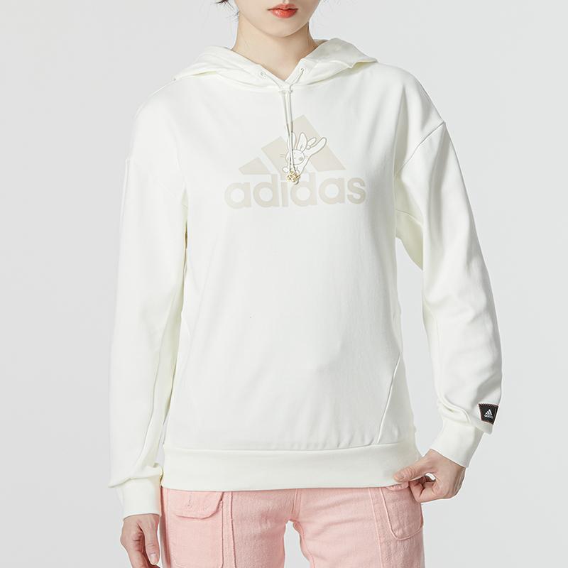 Adidas CNY Gfx Hoodie With Cartoon Rabbit Print Women Hoodie White HZ2994