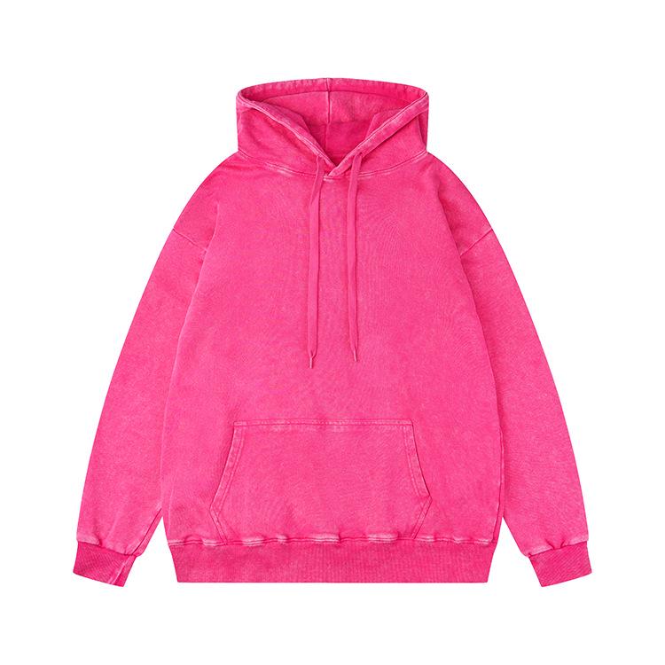 Men's Retro Wash-Faded Cotton Hoodie with Embroidered Logo