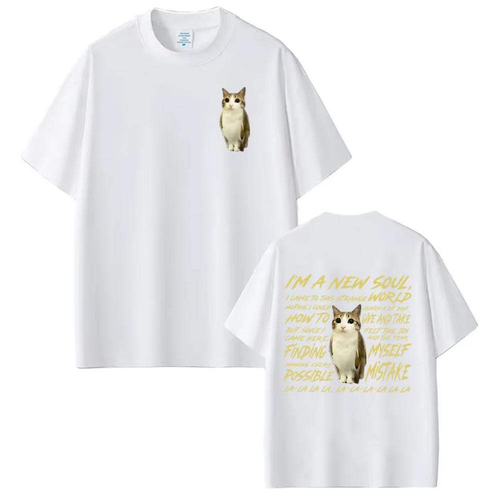 Meowl Cat Owl Funny Meme Double Side Print Tshirt Mens Clothing Fashion Harajuku Short Sleeves Tshirts Cotton Casual T Shirts