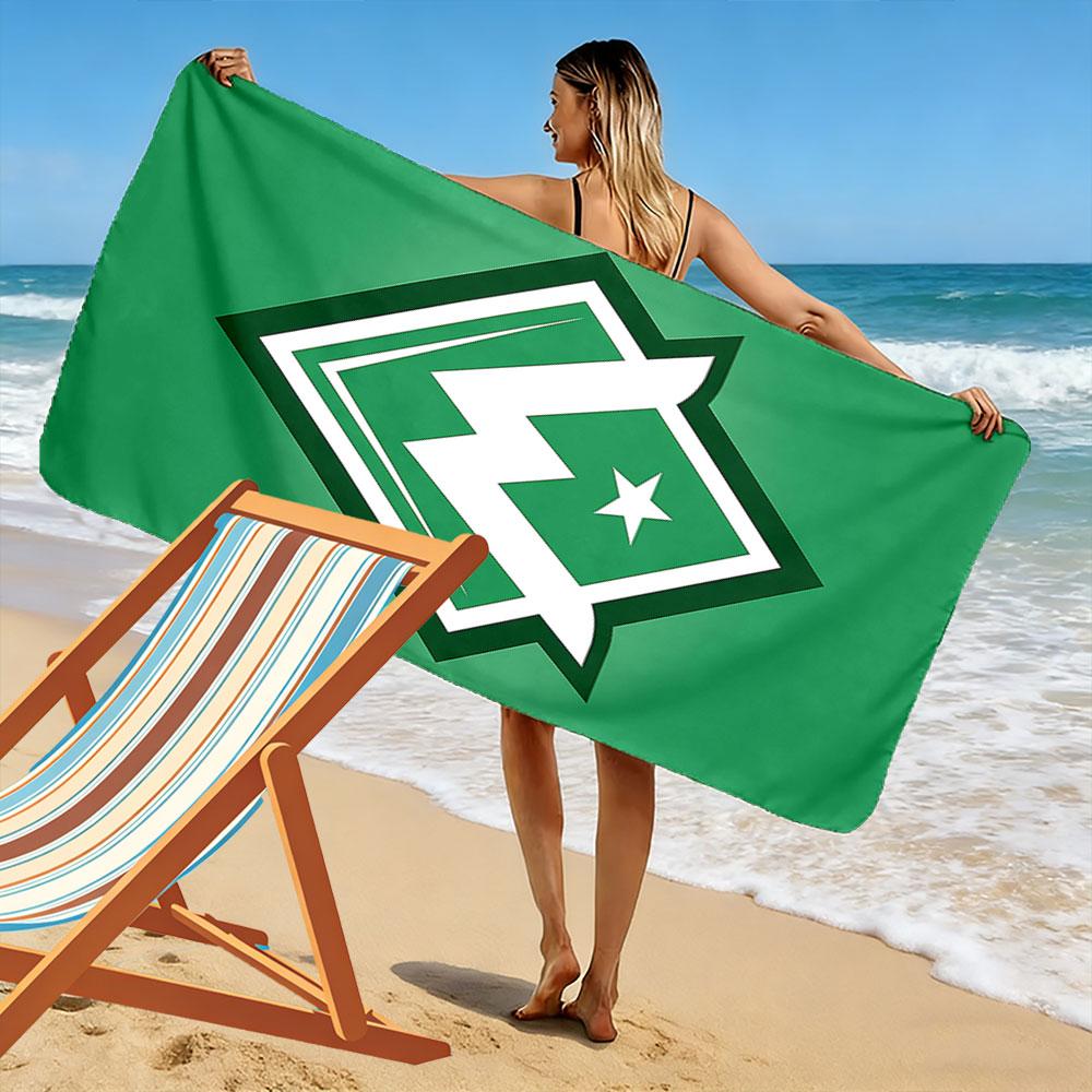 Green Geometric Star W Logo A must-have beach towel for beach travel