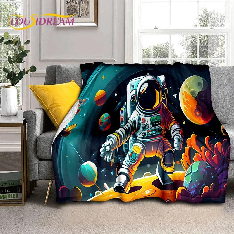 Astronaut Dream Universe Spaceman 3D Outer Space Cartoon Soft Blankets,Throw Blanket for Picnic Beds Home Bedroom Cover Kid Gift