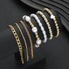 7pcs Vintage Elegant Boho Beaded Bracelet Set for Women Simple Gold Color Faux Pearl Heart Personalized Bracelets Dating Jewelry