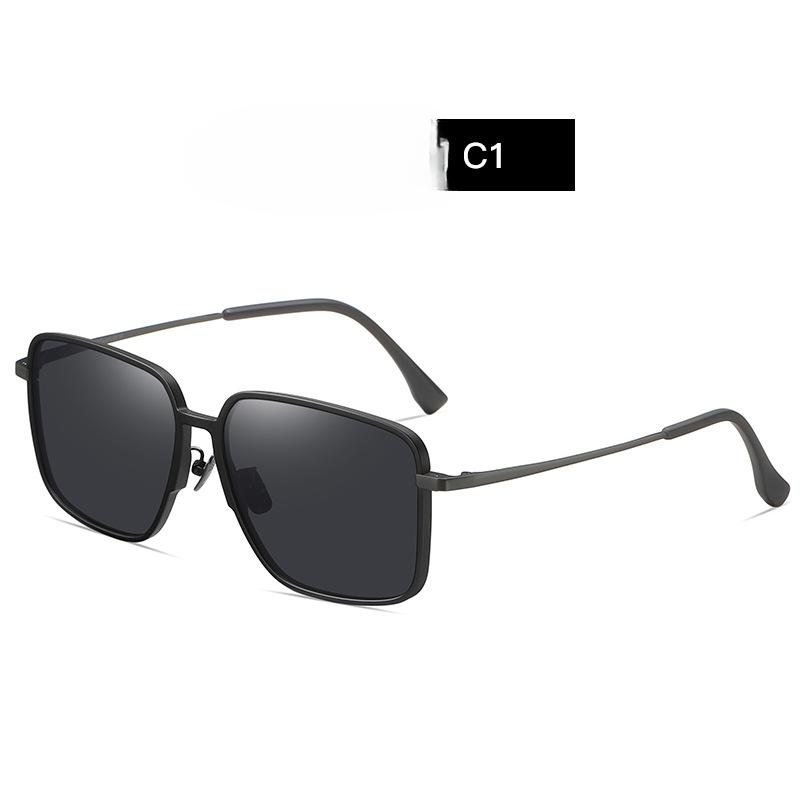 

New Plastic-steel Pure Titanium Light Big Frame Sunglasses Retro TAC Polygonal Polarized Flexible Glasses for Driving