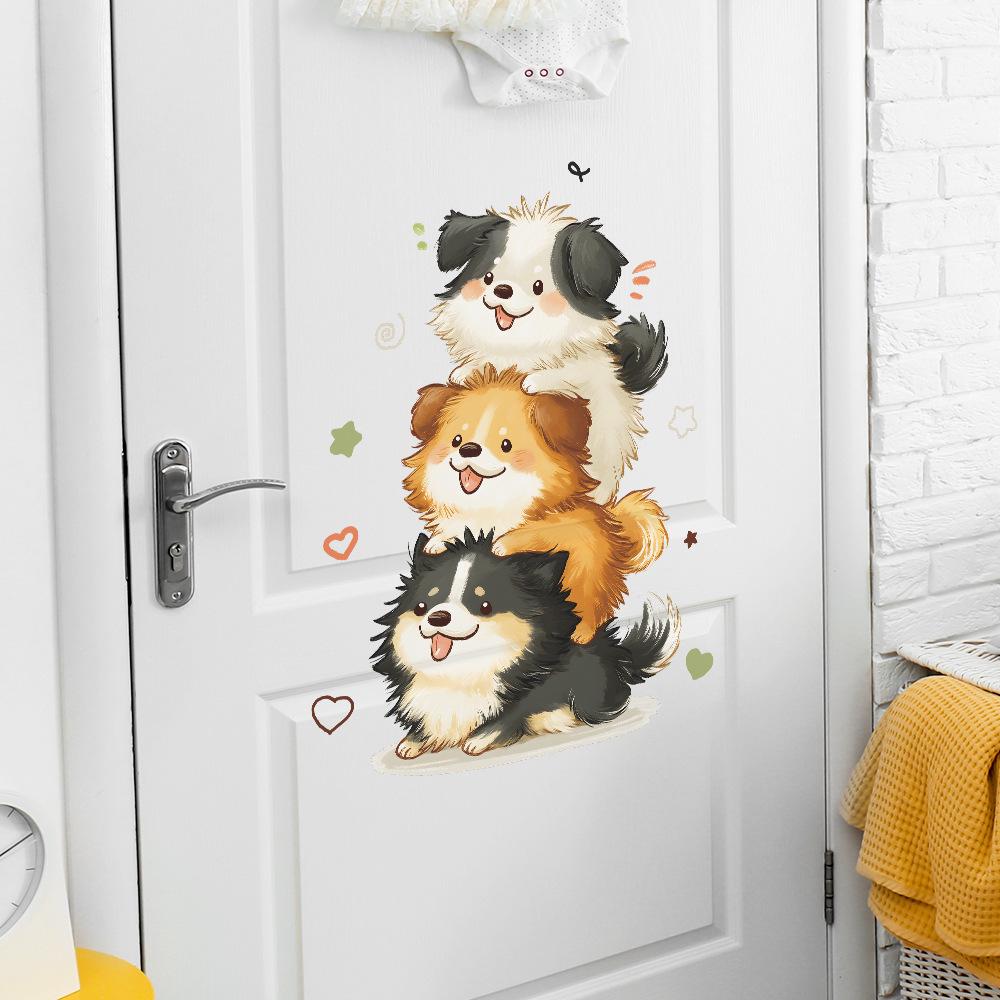 Cartoon Cute Jenga Dog Children's Bedroom and Living Room Decoration and Beautification Wall Stickers for Export Wholesale
