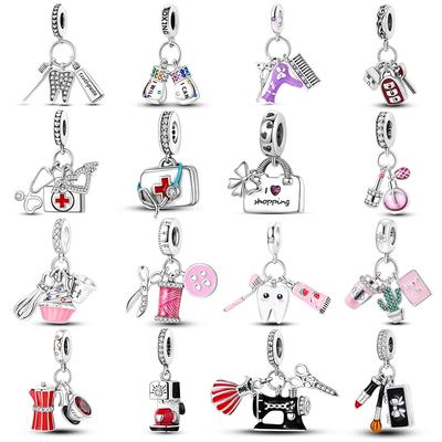 Copper Plated Original Healthy Teeth Toothbrush Dangle Charm Beads Fit Bangle Bracelet Necklace Pendant Jewelry Women Gift