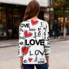 Damen Valentinstag Print Mode Lässig 3/4 Ärmel Rundhals Oberteil