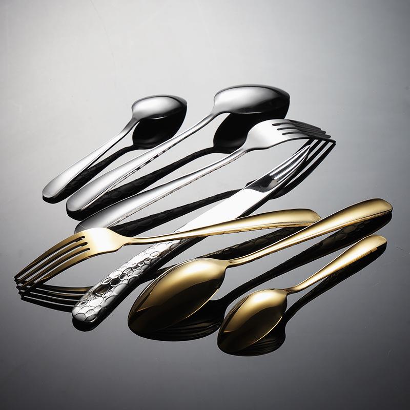 Nerezová ocel 410 vzor kapek vody nůž, vidlička a lžíce hotelový západní příbor steakový nůž a vidlička sada reliéf