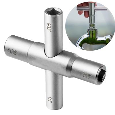 4-in-1 Silber Schraubenschlüssel Kreuz Wasserhahn Schraubenschlüssel Vierkantschlüssel Manueller Badezimmer Schraubenschlüssel