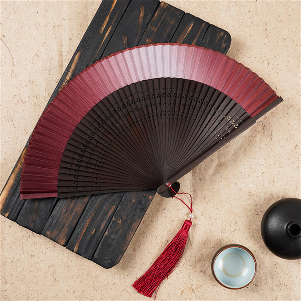 Carved Bamboo Folding Fan Wedding Party Dance Hand Fan Prop Home Decor Chinese Art Craft Wooden Vintage Hollow Antiquity Fan NEW