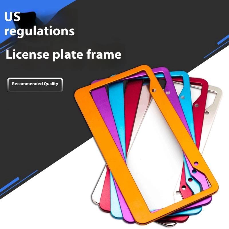 1Pcs Aluminum Alloy Multi-Color American-Style Car License Plate Frame - Uv Coated For Vehicle Modification
