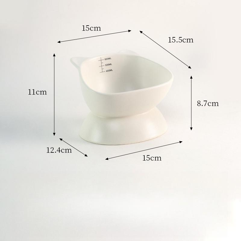 Высокая миска для кошек с мерной шкалой, миска для питомца, керамическая миска для кошки, миска для собаки, противоударная миска для воды, защита шеи, кормушка