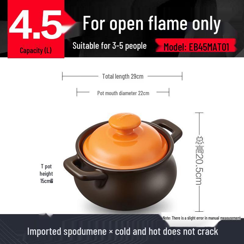 Supor High-Temp Resistant Ceramic Pot – Casserole, Soup & Stew (4.5L/6L) – Non-Cracking, Durable for Household Use. Pot Body