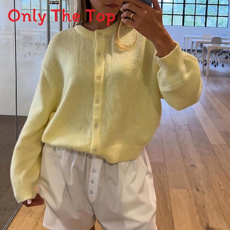 Street Style Dame Strikket Cardigan Med Knapper Til Forår Casual Brug