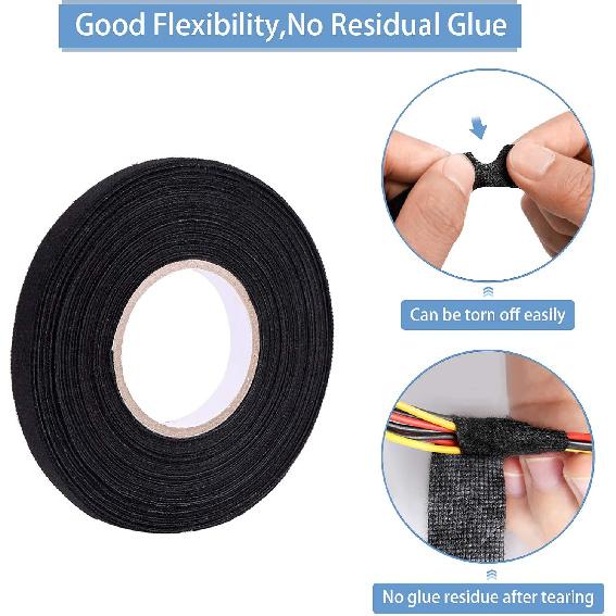 Keenso Felt Tape Automotive, Multipurpose Car Wiring Harness Self Adhesive Anti Squeak Rattle Tape Dash, Black (9mm × 25m)
