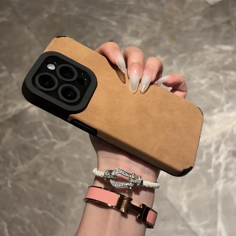 Luxury Matte Soft Leather Phone Case For iPhone 16 15 14 Plus 13 12 11 Pro Max 17Air  Lens Protection Shockproof Silicone Cover