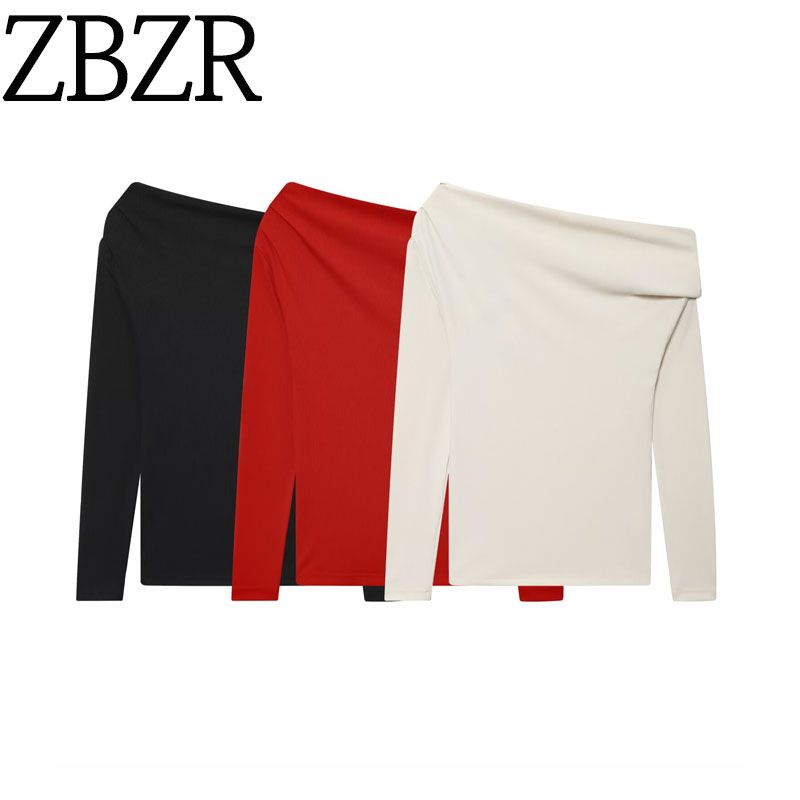 Za New Fall Women's Clothing 2025 Fashion Style Fashionable All-Match Soft Asymmetric T-shirt Tops 0264822