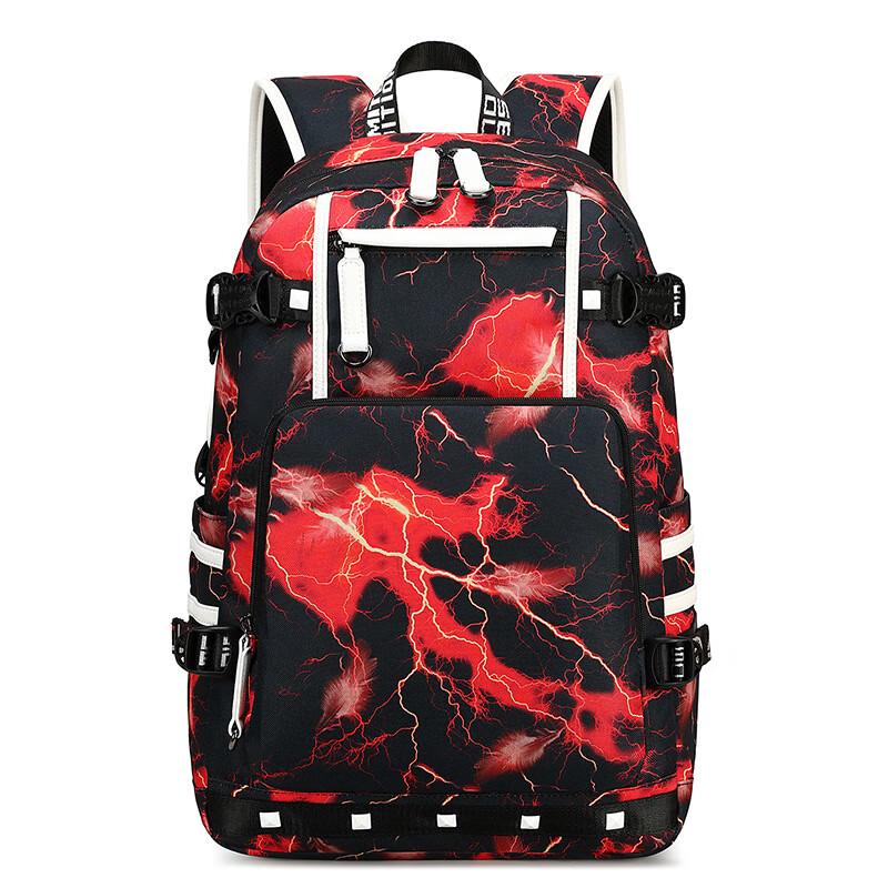 Li Shen Men s Lightning Print Backpack Large Capacity