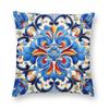 Decorative Spanish Ceramic Tile Print Square Pillowcase Pillow Cover Cushion Throw Pillow For Home Bedroom Car