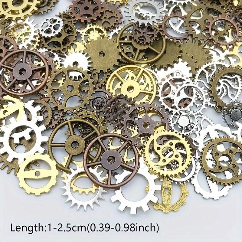 1pack 100g/3.52oz, Vintage Steampunk Bronze Alloy Gears, Mixed Alloy Cog Charms, DIY Craft Watch Parts, Cyber Punk Style Pendants for Jewelry Making