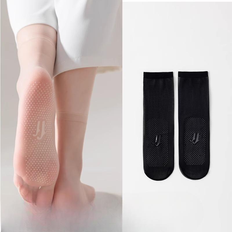 

Женские тонкие чулки без следа, не цепляющиеся, на силиконовой резинке, невидимые, прозрачные, противоскользящие, кристальные 1 pair чёрный