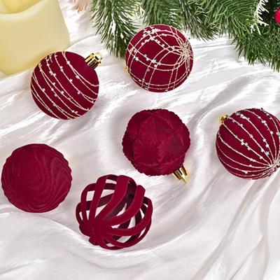 12 Τεμ. Βελούδινες Χριστουγεννιάτικες Μπάλες Διακοσμητικά Πλαστικά Στολίδια Διακόσμηση Δέντρου για Χριστούγεννα Γάμους Πάρτι