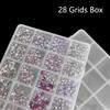 28 Grids Nail Charms Diamond Jewelry Storage Box Clear Nail Art Rhinestones Tool Diy Display Storage Case Organizer Box Salon