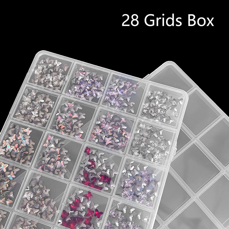 28 Grids Nail Charms Diamond Jewelry Storage Box Clear Nail Art Rhinestones Tool Diy Display Storage Case Organizer Box Salon