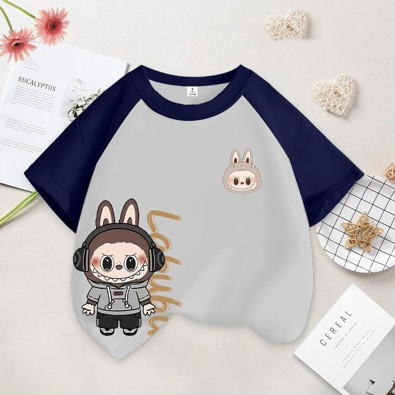 Kreslená grafika Dětská Dámská LABUBU Potištěné Tričko Léto Dámská Móda Dívčí Tričko s Krátkým Rukávem Top Pulovr Oblečení