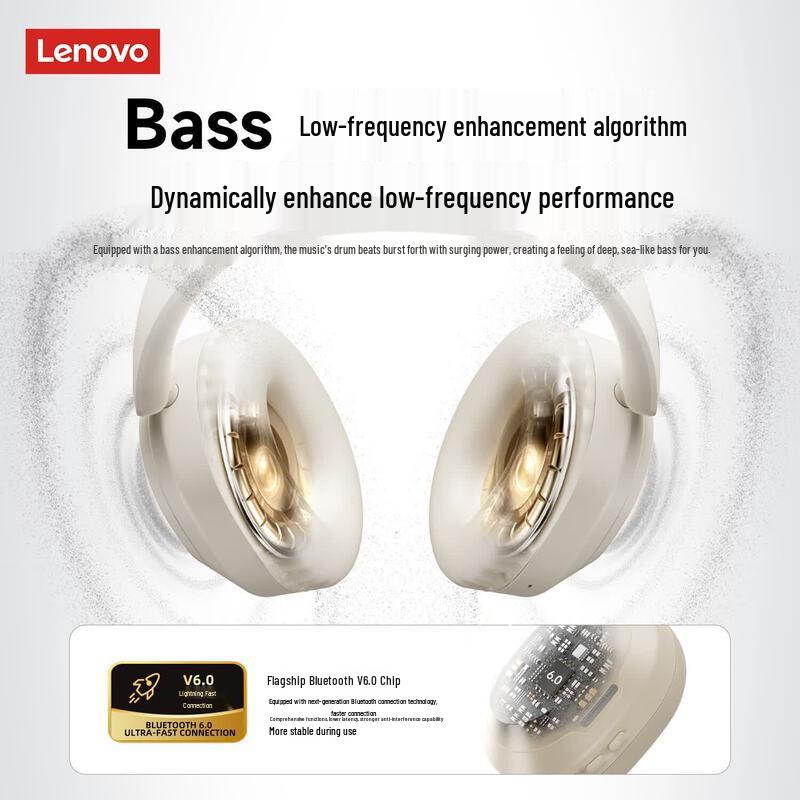 

Lenovo Bluetooth 6.0 AI Noise Cancelling Over-Ear Headphones
