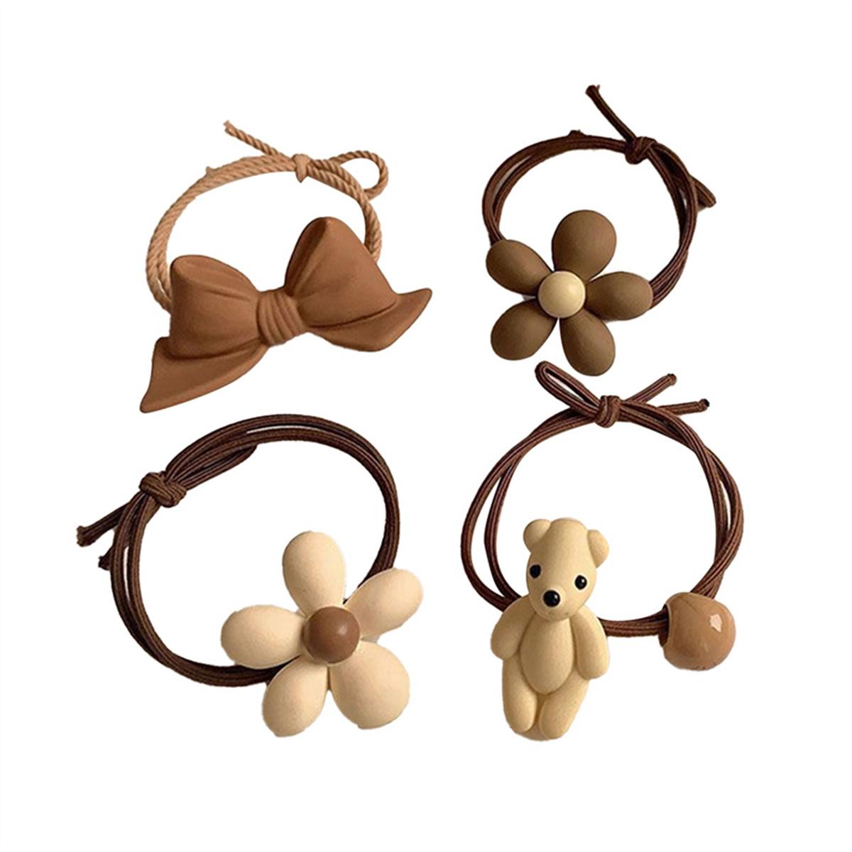 

Разноцветные резинки для волос Карамельного цвета Лук Медведь Бусины Цветы Веревка для волос