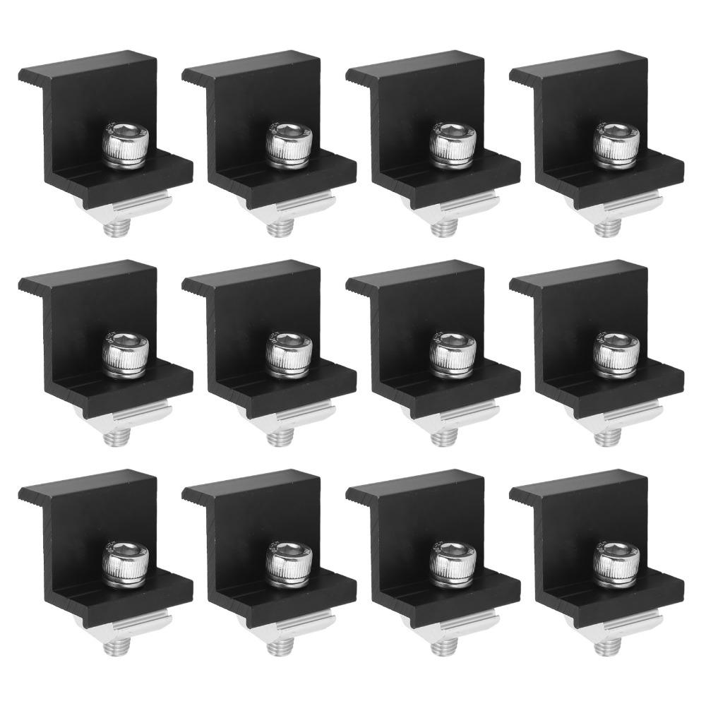 12pcs Lightweight Solar Panel End Clamp Practical Photovoltaic Z Bracket For Off-Grid System