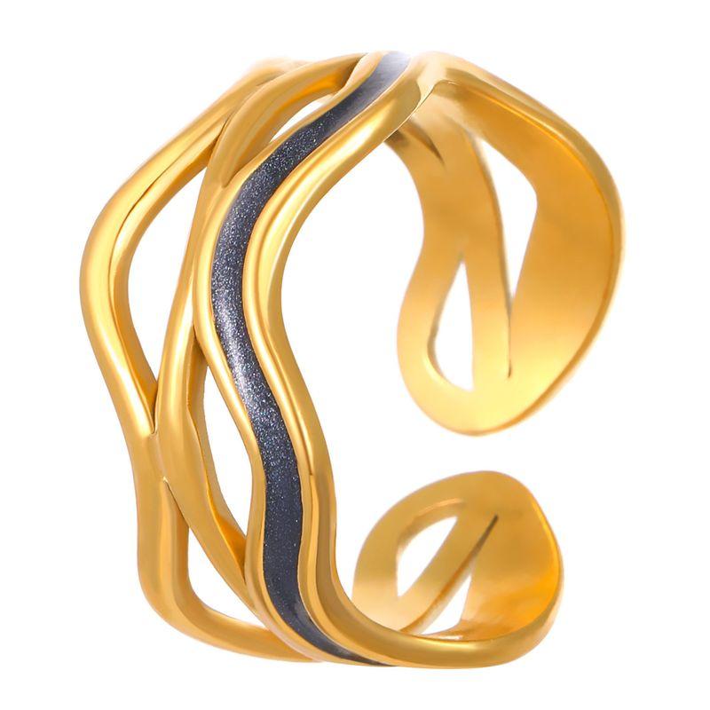 Bohemian Oil Drip Gradient Vintage Layered Titanium Steel Ring European and American Ins Style Geometric Open Stainless Steel Ring