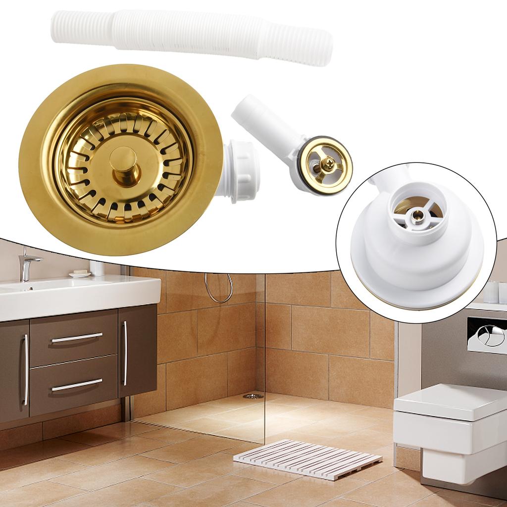 Reliable Drain Sink Downcomer Strainer 114MM Durability Functionality Gold-Plated Lightweight Overflow Prevention