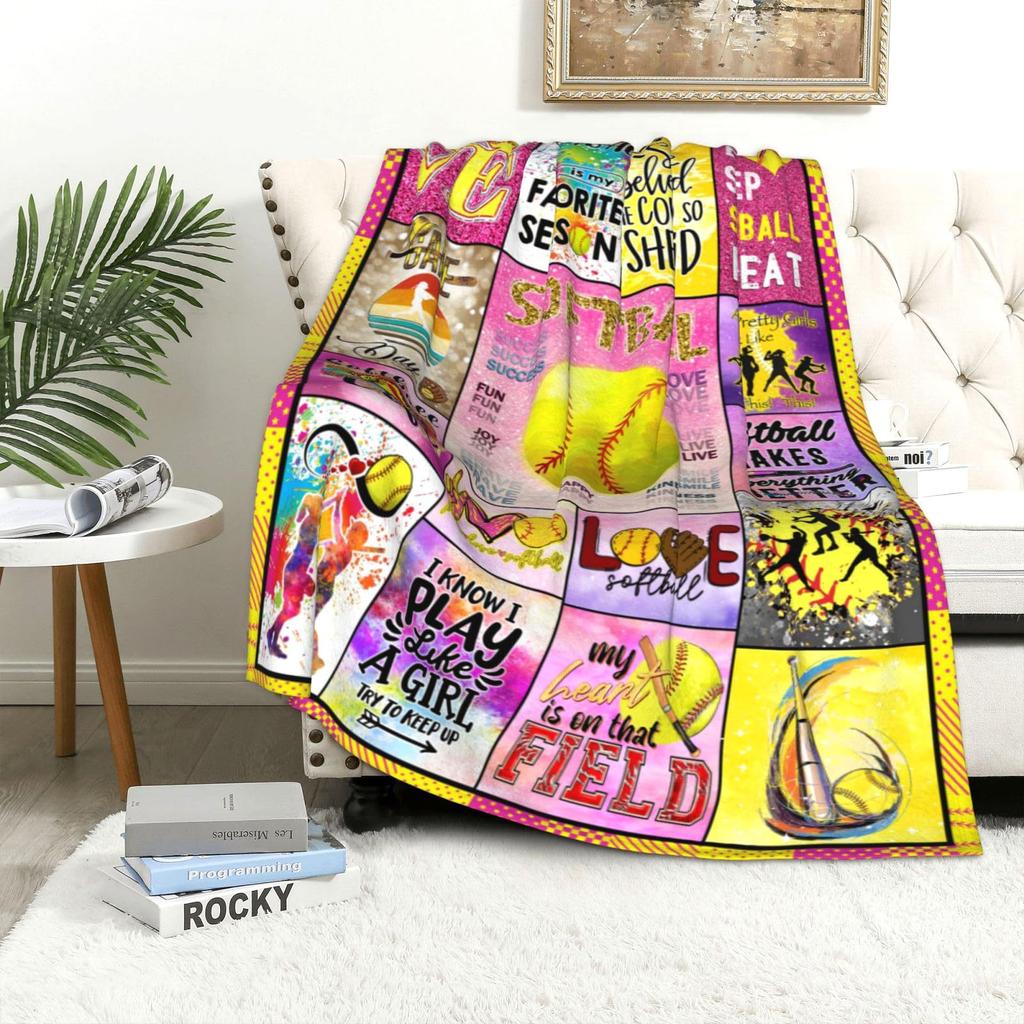 Sports Activities Topic Printed Blanket for Sofa Bed Travel Camping Living Room Office Conditioning Blanket Seasons Gifts
