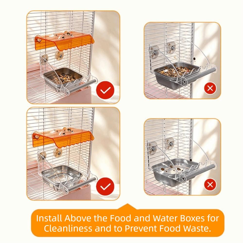 Detachable Parrot Feeding Box Roof Canopy Bird Food Container Bird Feeding Cups Bird Supplies
