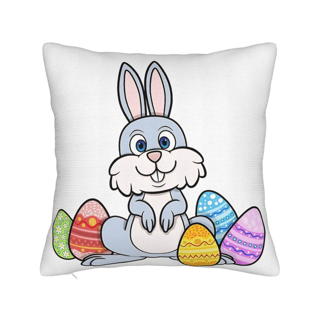 Funny Easter Cats Ears Bunny Eggs Pillow Case Comfy Pillow Cover Vintage Pillowcases For Sofa Couch Bed Living Room